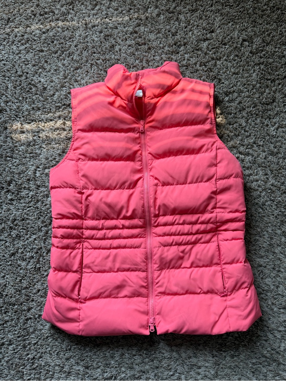 Talbots Size Small Pink Down Puffer Vest Stand Collar Full Zip